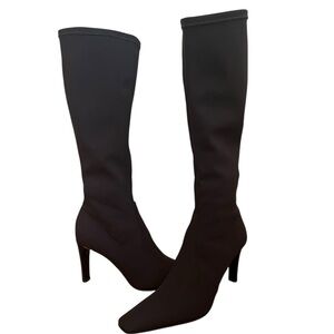 Donald Pliner Foxy Stretch Shaft Kitten Heel Tall Suede Fabric Boots Size 7.5